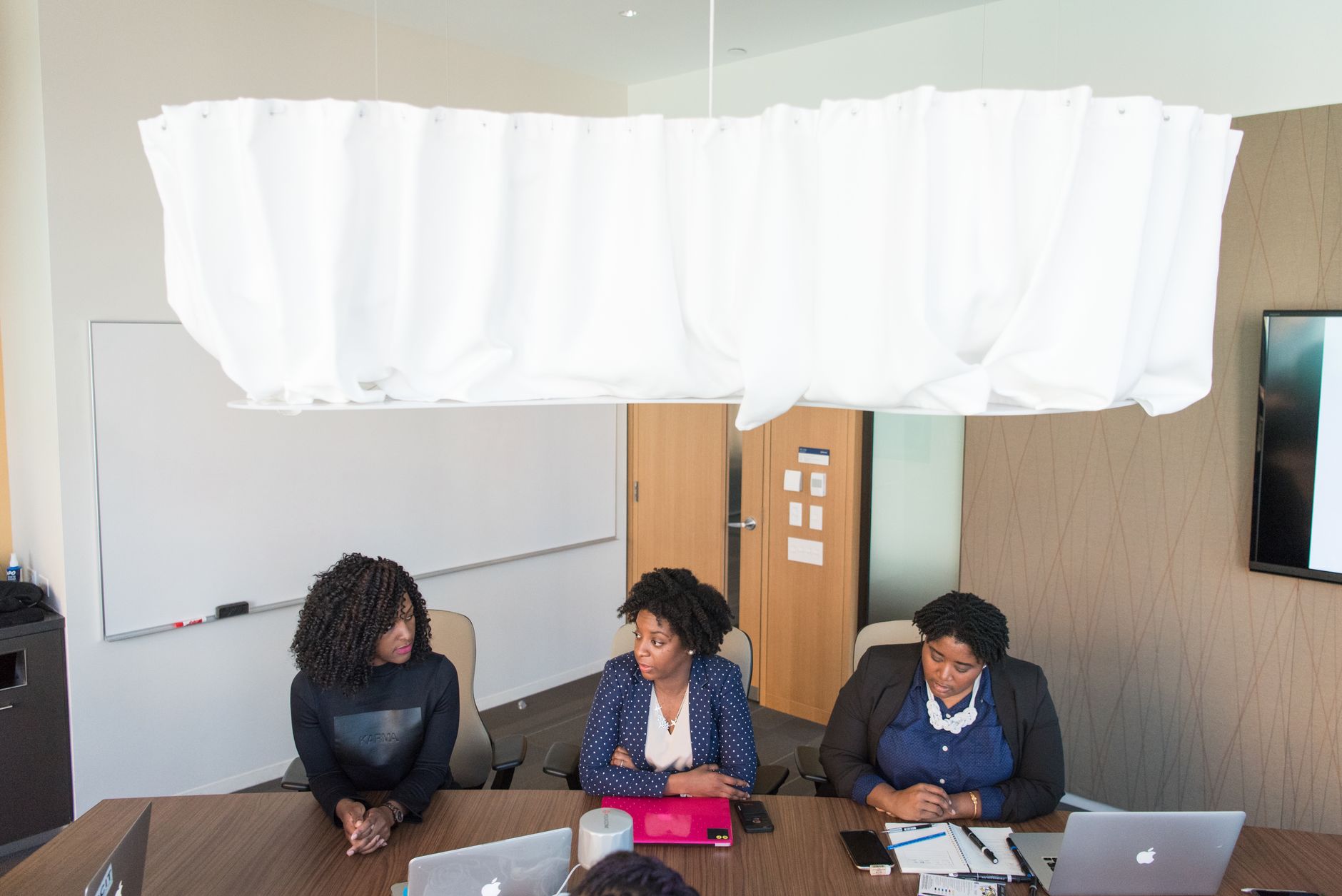 Small meeting room with a shared table