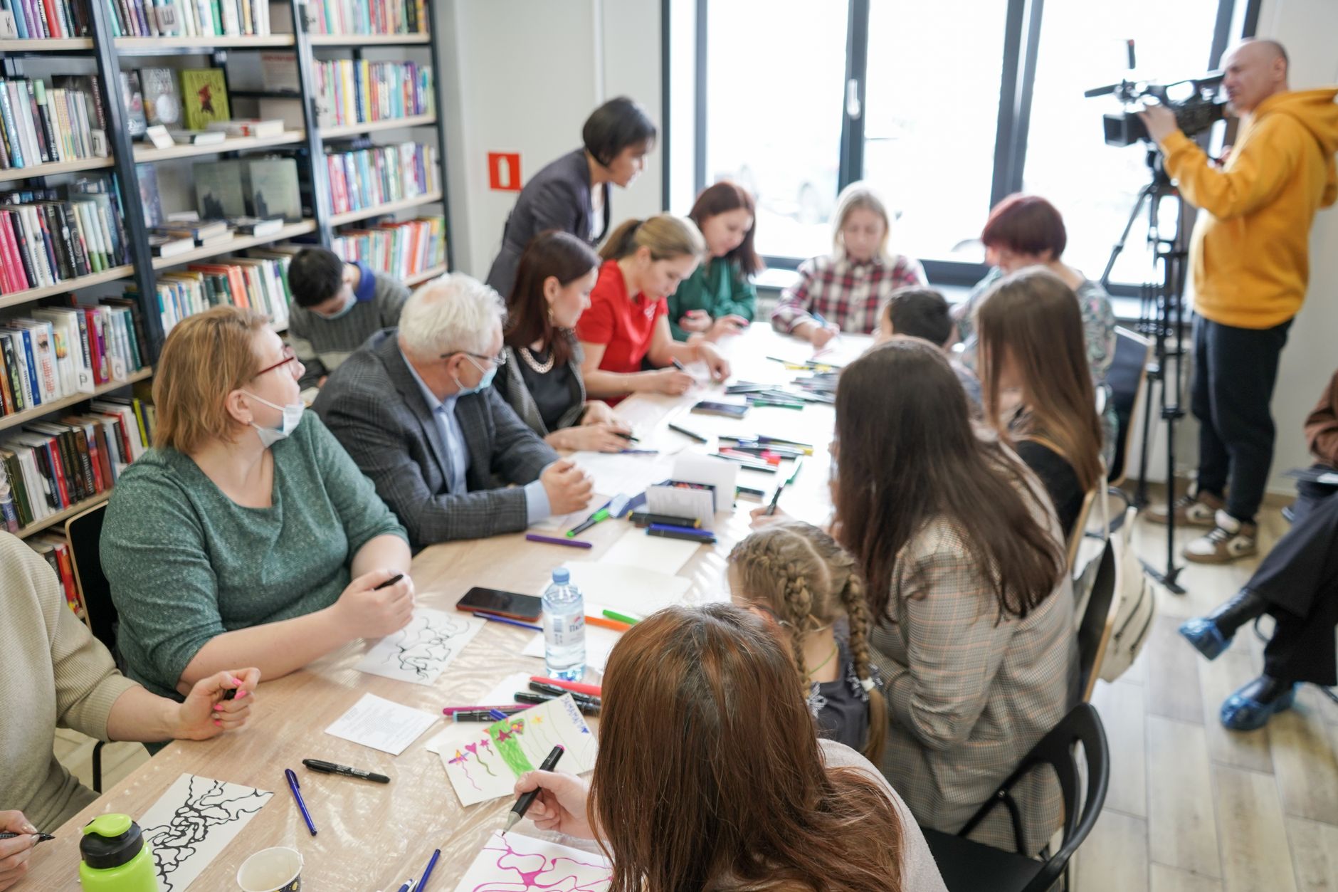 Small group working together around a table
